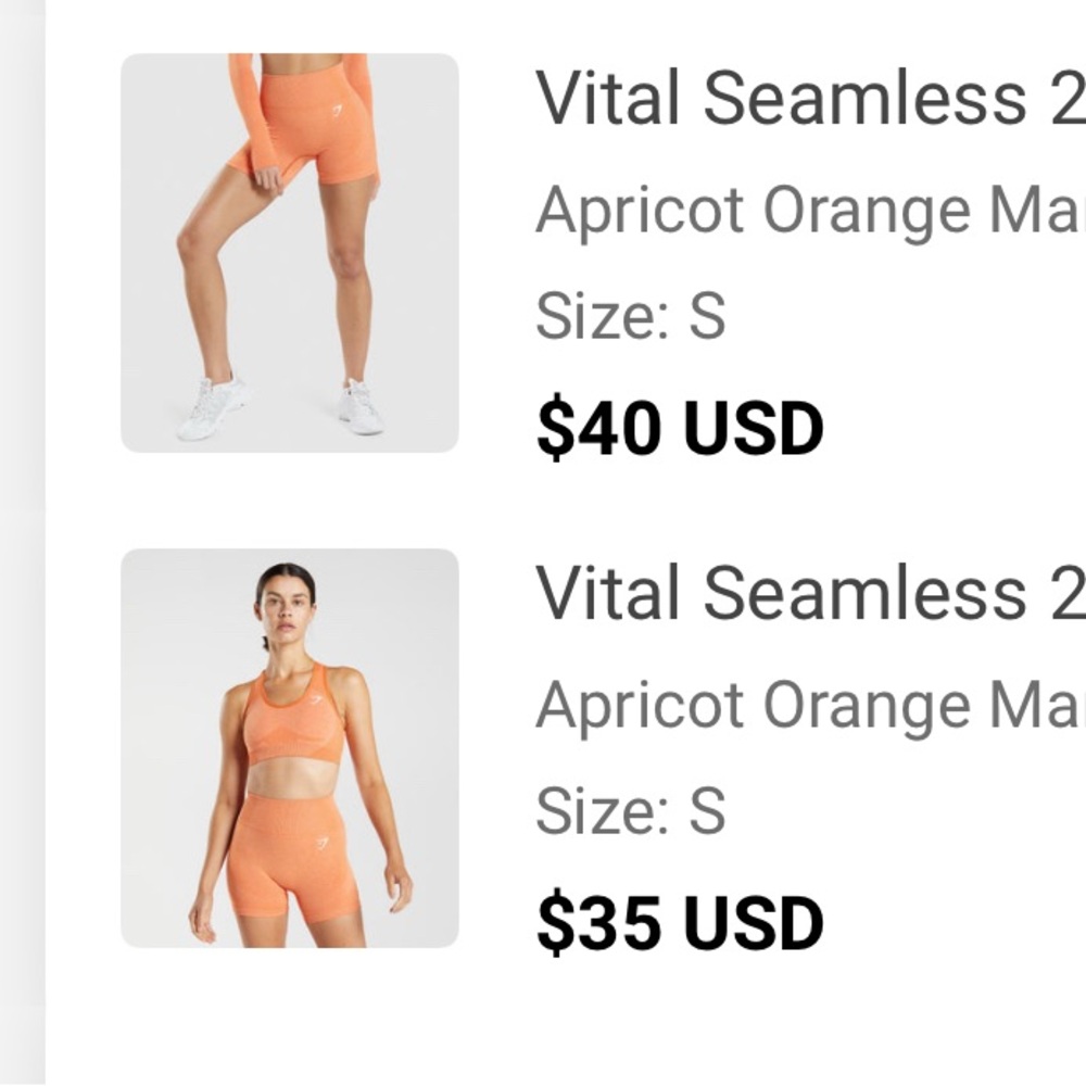 Gymshark Burnt Orange Sports Bra and Shorts - Picture 2 of 2